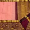 GAJANAND Soft Lichi Silk PINK& PEACH Saree maroon border