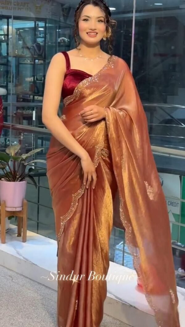 TWO-TONE GOLDEN DIAMOND SUNERI SAREE