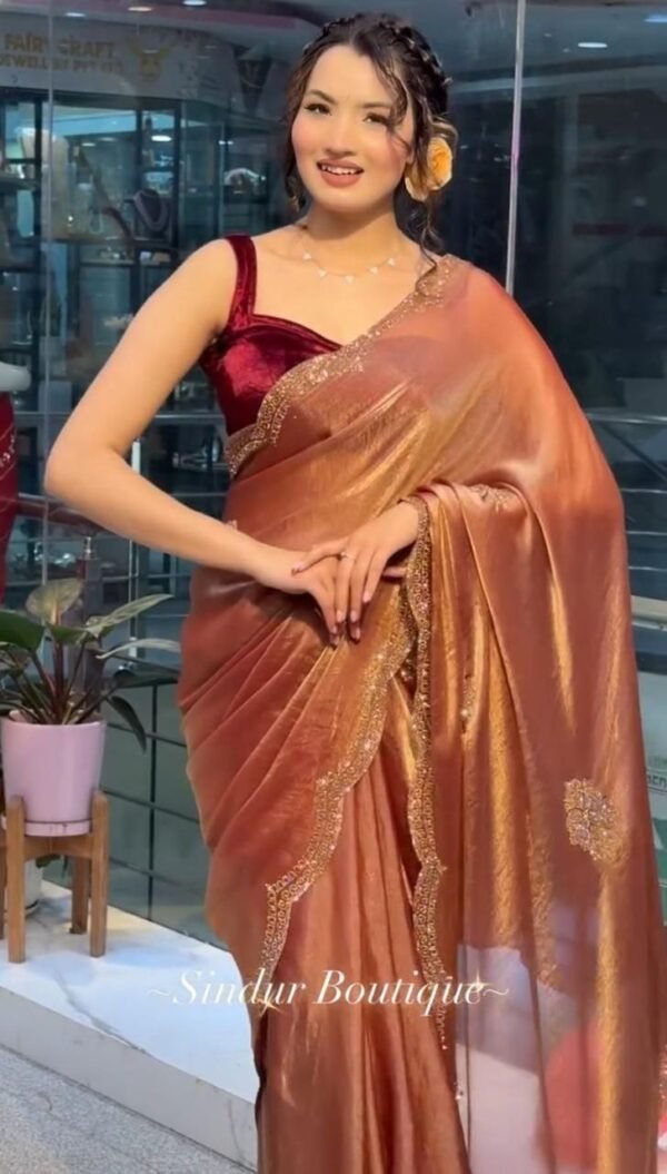 TWO-TONE GOLDEN DIAMOND SUNERI SAREE