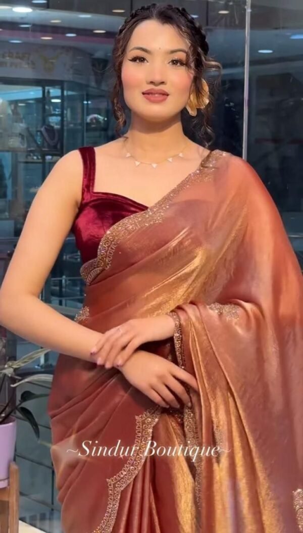 TWO-TONE GOLDEN DIAMOND SUNERI SAREE