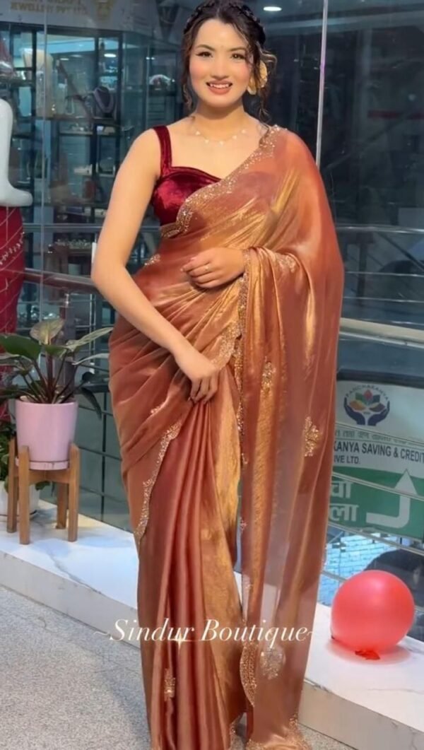 TWO-TONE GOLDEN DIAMOND SUNERI SAREE