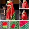 Elegant AAB (MANALI) Red with green border Saree