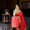 Elegant AAB (MANALI) Red with green border Saree