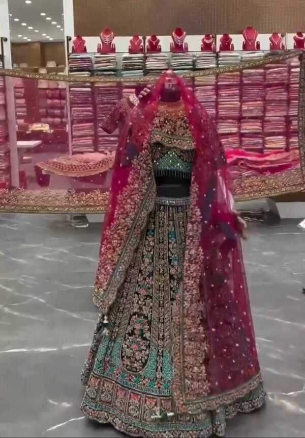Green Bollywood style Fox Georgette Lehenga Green