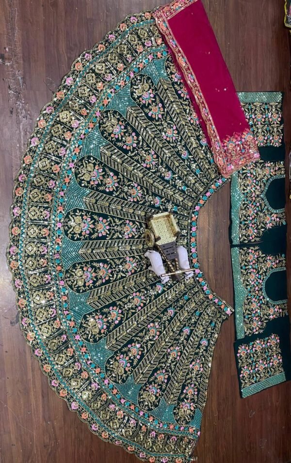 Green Bollywood style Fox Georgette Lehenga Green