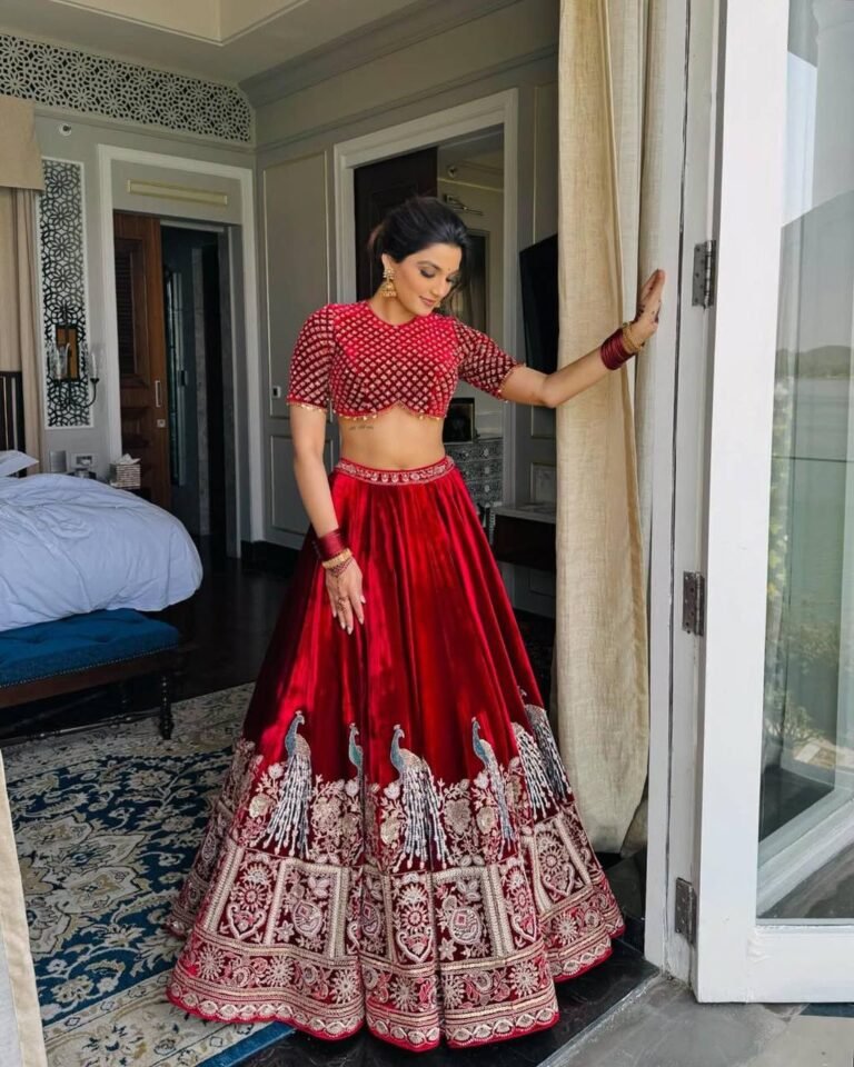 Maroon Velvet Lehenga – The Epitome of Royalty 6262776223193219678 1