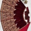 Velvet Maroon Lehenga Choli embroidery Georgette