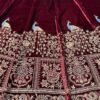 Velvet Maroon Lehenga Choli embroidery Georgette