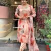 Organza Silk Kurti Set pink and blue casual wear