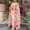 Organza Silk Kurti Set pink and blue casual wear