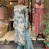Organza Silk Kurti Set pink and blue casual wear