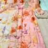 Organza Silk Kurti Set pink and blue casual wear