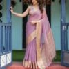 Premium Chiffon Saree Serene Lavender Purple pallu