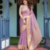 Premium Chiffon Saree Serene Lavender Purple pallu