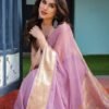 Premium Chiffon Saree Serene Lavender Purple pallu