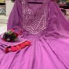 Elegant Anarkali 3 piece cotton set Kurti purple