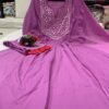 Elegant Anarkali 3 piece cotton set Kurti purple