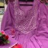 Elegant Anarkali 3 piece cotton set Kurti purple