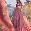 Premium Chinon Silk Pink Lehenga bridal dinner wear