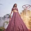 Premium Chinon Silk Pink Lehenga bridal dinner wear