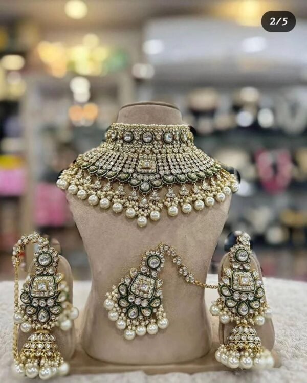 Gold-Plated Traditional Kundan Pearl Choker Necklace many colours