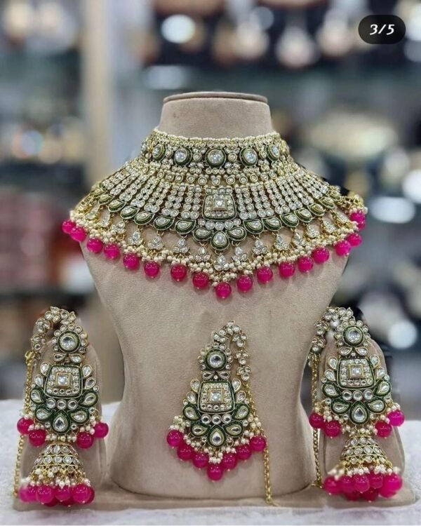Gold-Plated Traditional Kundan Pearl Choker Necklace many colours