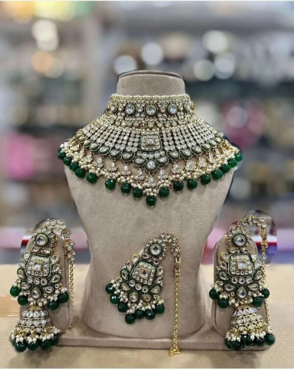 Gold-Plated Traditional Kundan Pearl Choker Necklace many colours