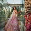 Pink mirror Multicolour Whiscos Embroidery dinner lehenga