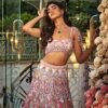 Pink mirror Multicolour Whiscos Embroidery dinner lehenga