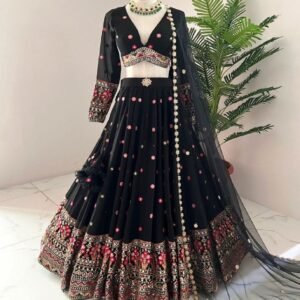 Black Casual elegant sequence and embroidery lehenga