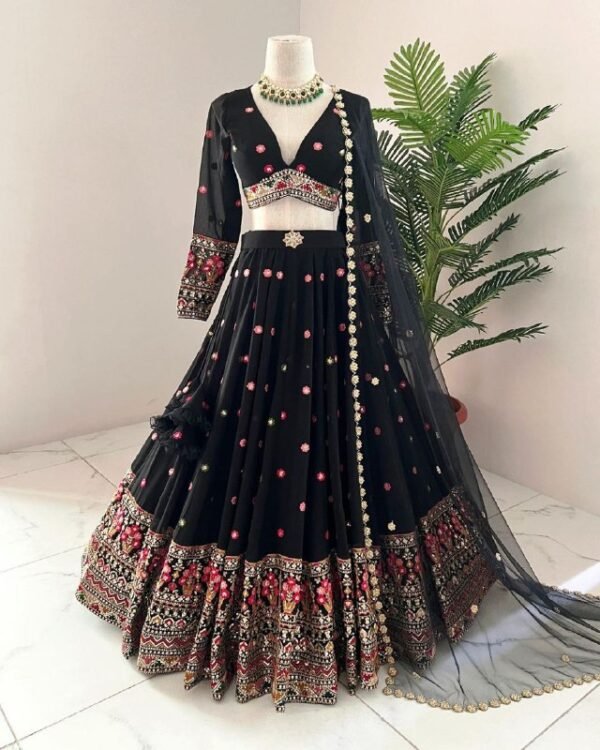 Black Casual elegant sequence and embroidery lehenga