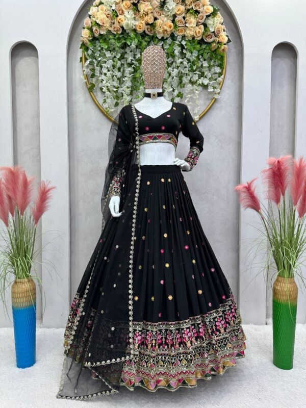 Black Casual elegant sequence and embroidery lehenga