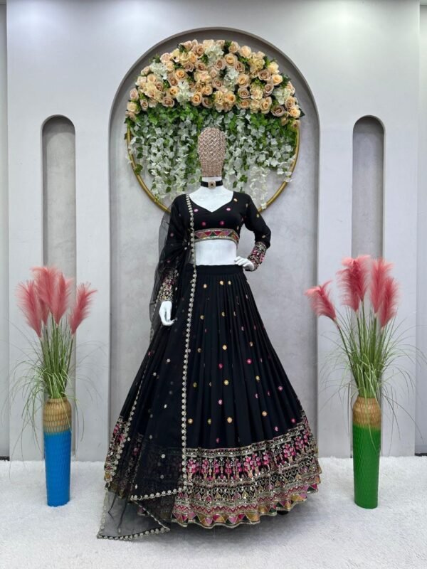 Black Casual elegant sequence and embroidery lehenga