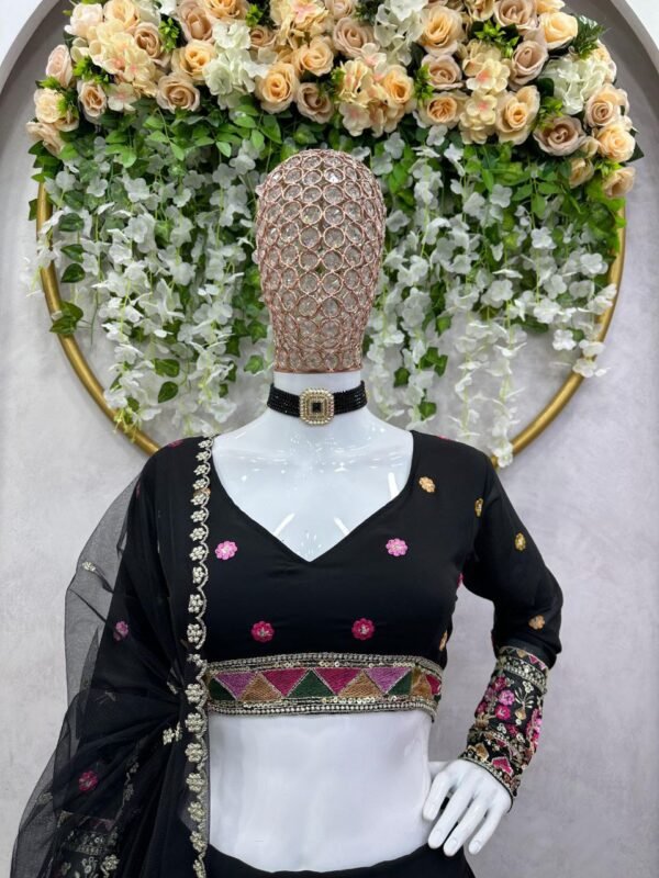 Black Casual elegant sequence and embroidery lehenga