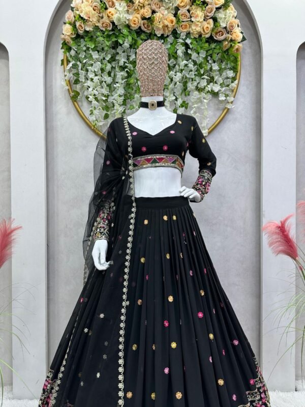 Black Casual elegant sequence and embroidery lehenga