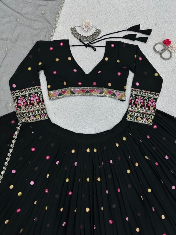 Black Casual elegant sequence and embroidery lehenga