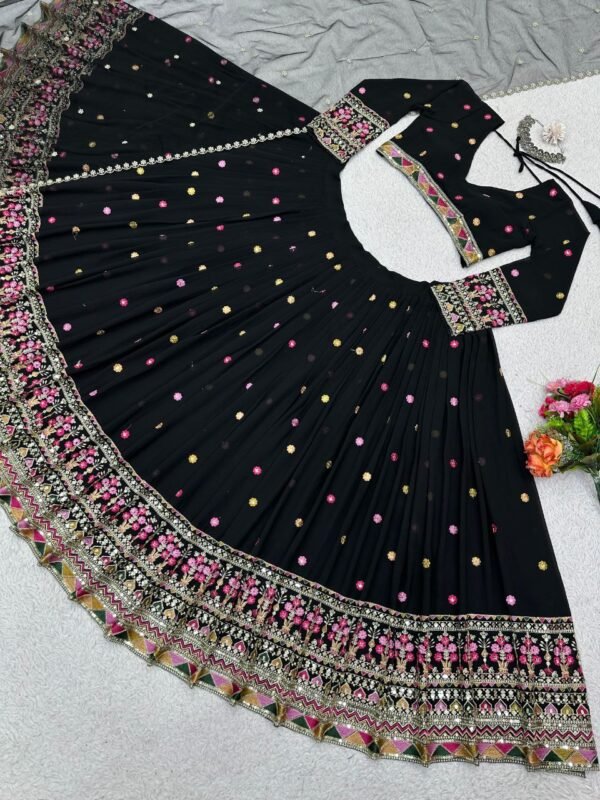 Black Casual elegant sequence and embroidery lehenga