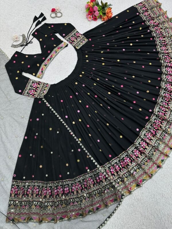 Black Casual elegant sequence and embroidery lehenga