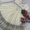 White Elegant soft look lehenga gold sequence