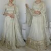 White Elegant soft look lehenga gold sequence