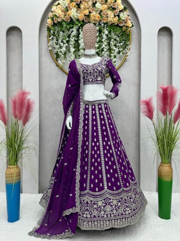 6201607857309333023 Purple Partywear Georgette Lehenga with Full Flair