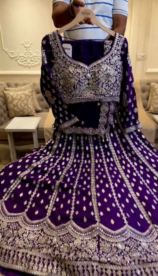 6201607857309333024 Purple Partywear Georgette Lehenga with Full Flair