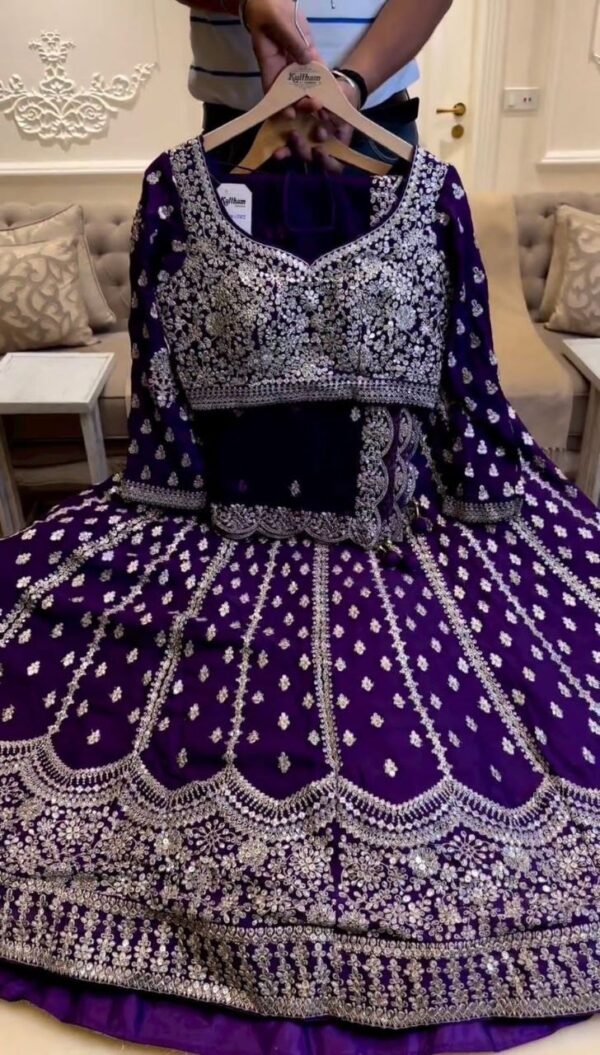 6201607857309333026 Purple Partywear Georgette Lehenga with Full Flair