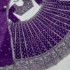 Purple Partywear Georgette Lehenga with Full Flair