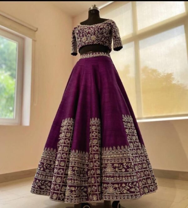 Purple Classic gold embroidery Casual wear lehenga