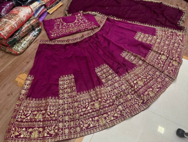 Purple Classic gold embroidery Casual wear lehenga