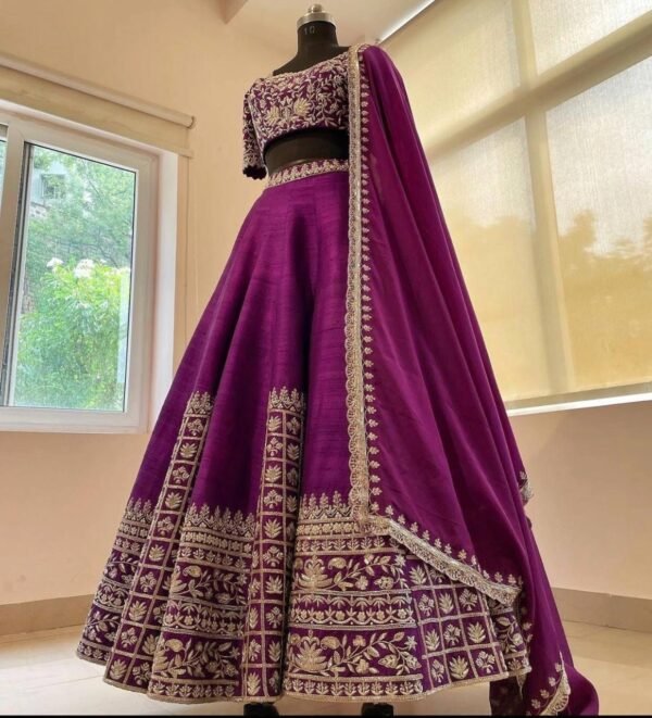 Purple Classic gold embroidery Casual wear lehenga