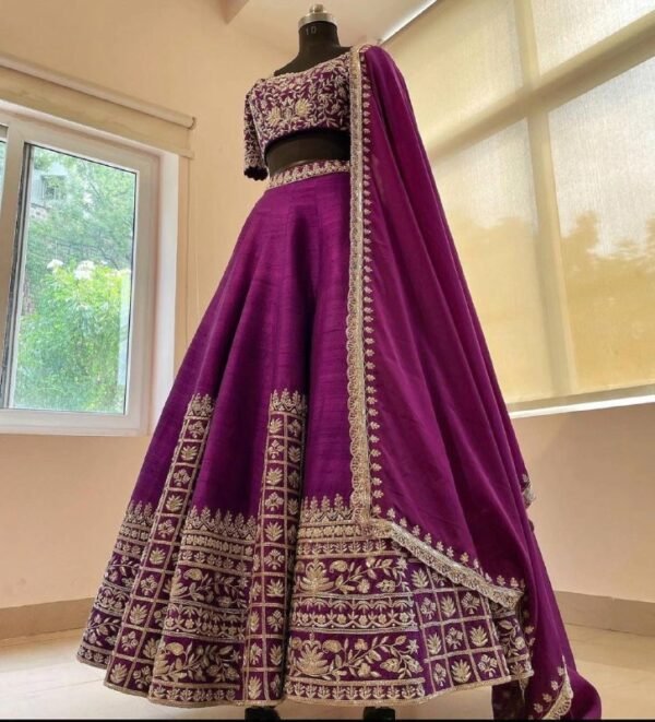 Purple Classic gold embroidery Casual wear lehenga