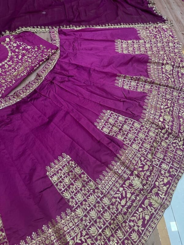 Purple Classic gold embroidery Casual wear lehenga