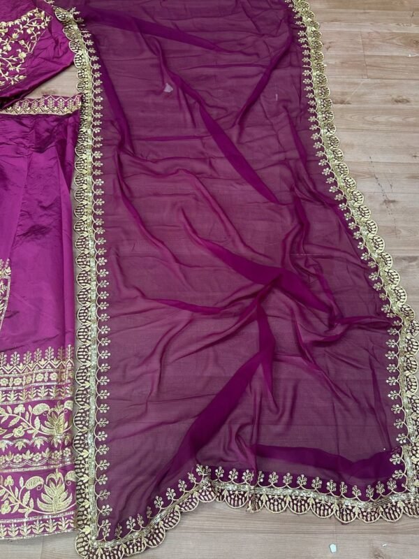 Purple Classic gold embroidery Casual wear lehenga